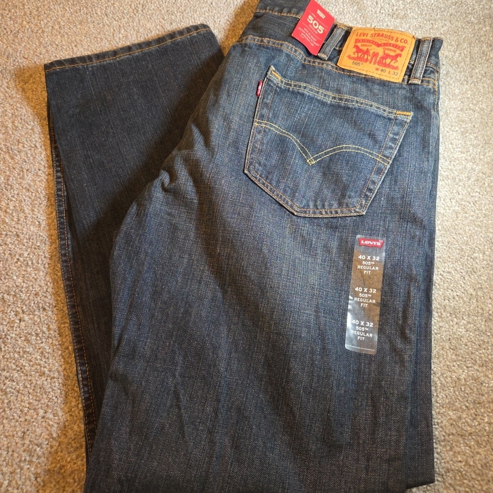 Mens Levi's 505 Regular Blue Jeans 40 X 32 NEW
